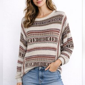 Chaps Women's Cotton Linen Striped Sweater
